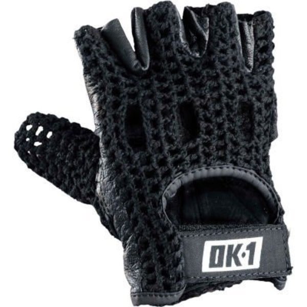 Occunomix Knuckle Lifters Half-finger Gloves Full-Grain Leather, Black, S, 1 Pair,  OK-NWGS-BLK-S